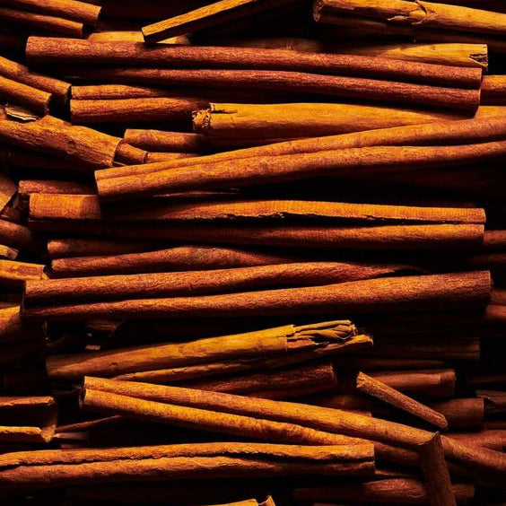 close up of the BASE notes ingredient, cinnamon which is used in the scented candle SAFFRON